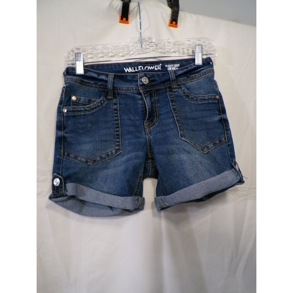 WallFlower Women's Denim Cuffed Shorts The Feisty Curvy Low Rise Size 0
